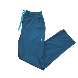 FIGS Teal Yola Mid-Rise Cargo Straight Leg Scrub Pants, Size XS